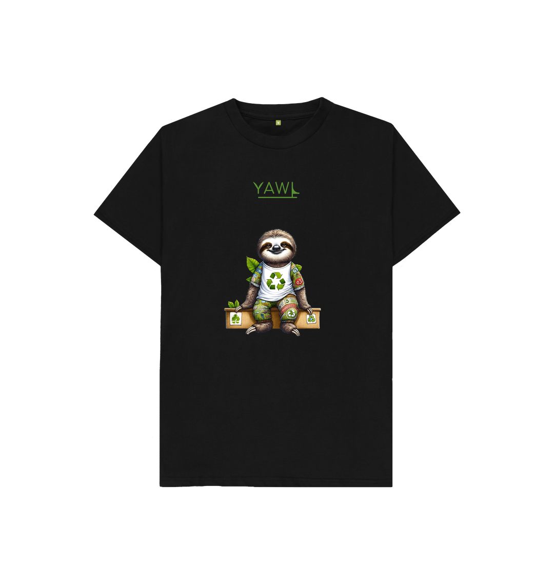 Black Sloth Sitting Kids Tshirt