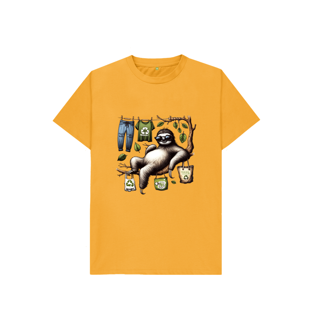 Mustard Lazy Sloth Kids Tshirt