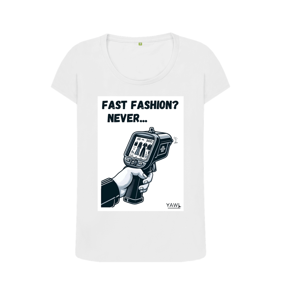 White 'Fast Fashion? Never...' Scoop Neck Tshirt