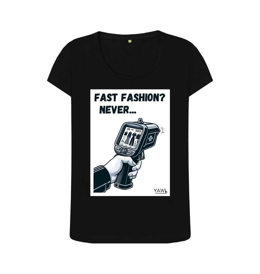 Black 'Fast Fashion? Never...' Scoop Neck Tshirt