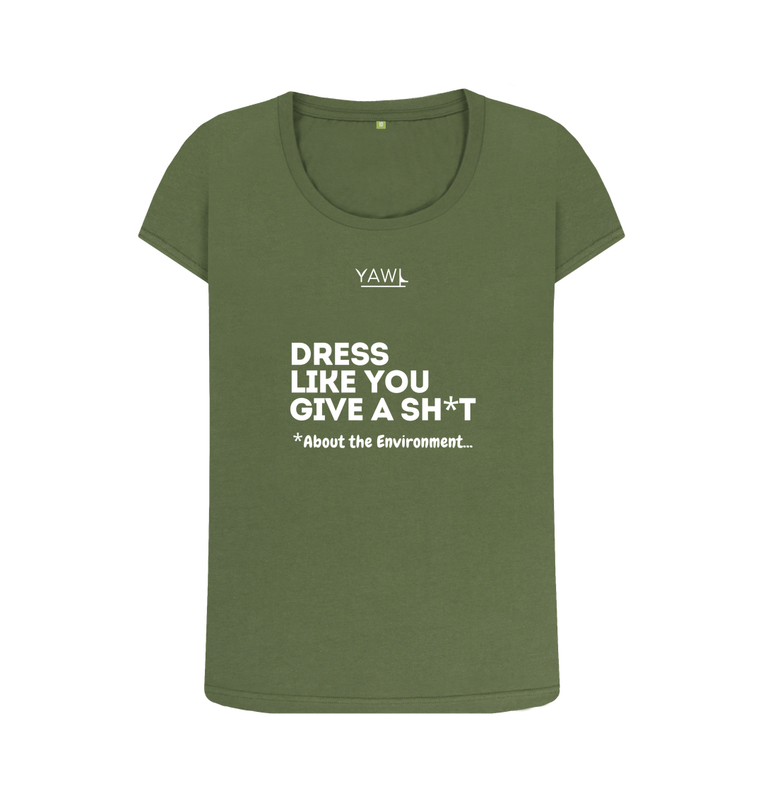 Khaki 'Dress Like You Give A' Scoop Neck Tshirt