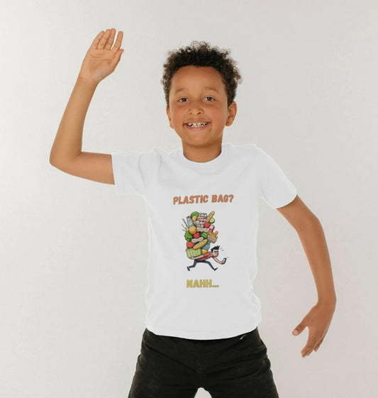 'Plastic Bag? Nahh' Cartoon Kids Tshirt