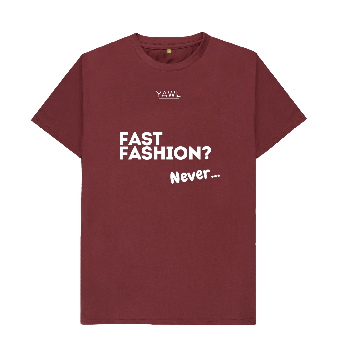 Red Wine 'Fast Fashion? Never...' Text Tshirt