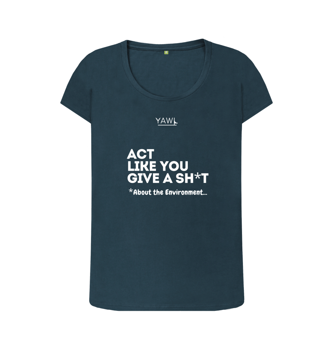 Denim Blue 'Act Like You Give A' Scoop Neck Tshirt