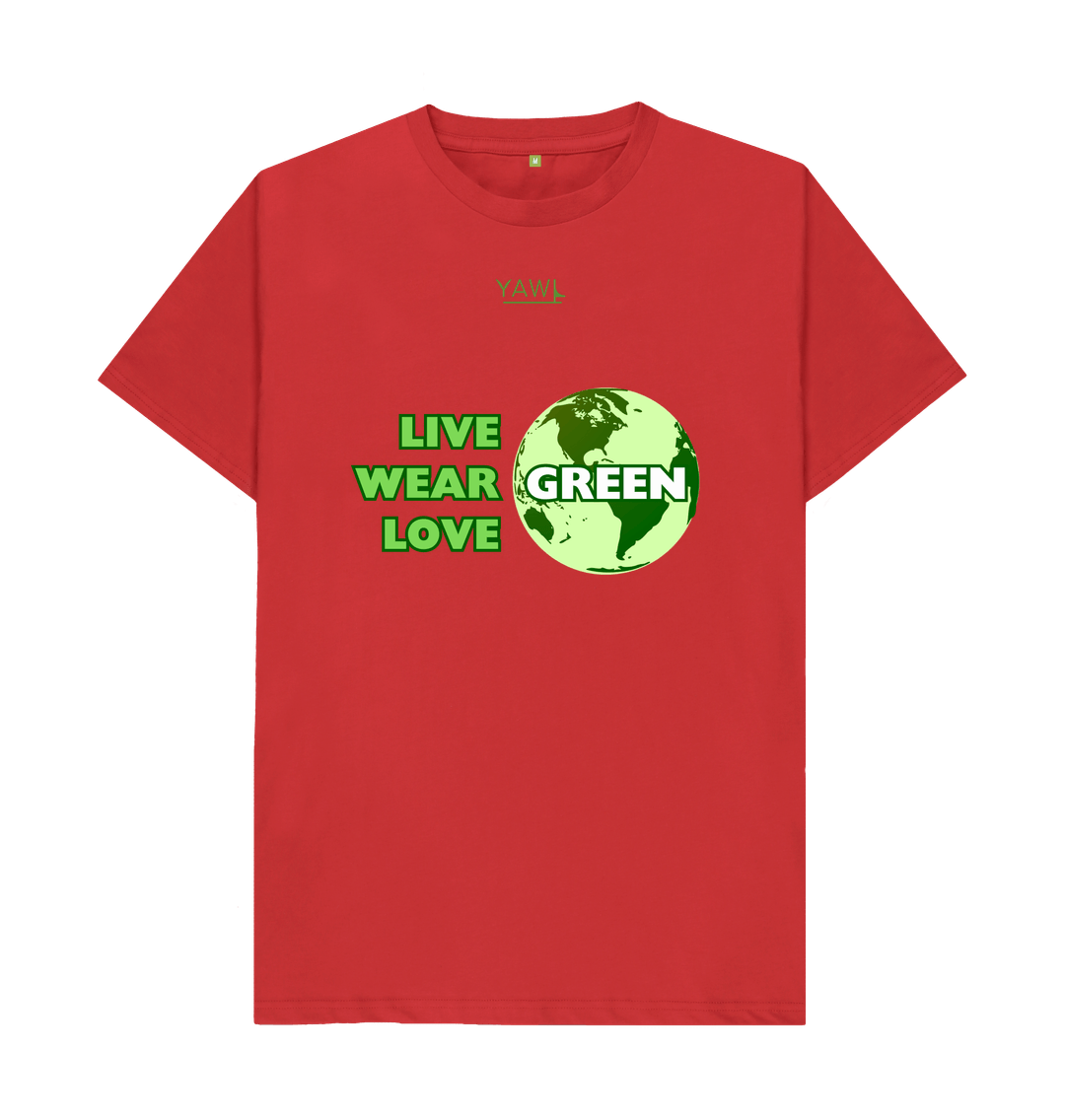 Red 'Live, Wear, Love Green' Tshirt