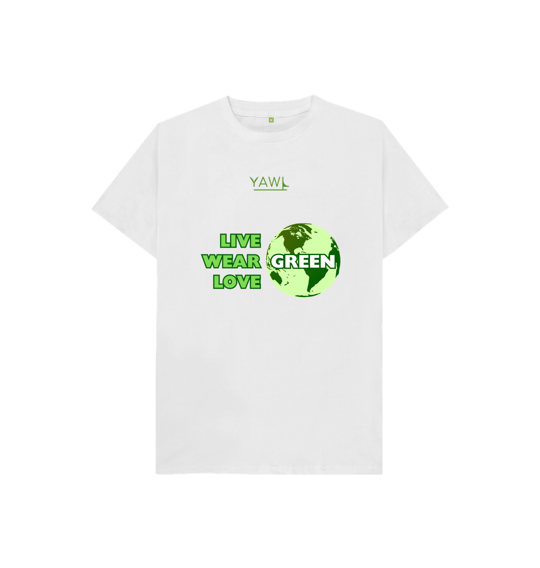 White 'Live, Wear, Love Green' Kids Tshirt