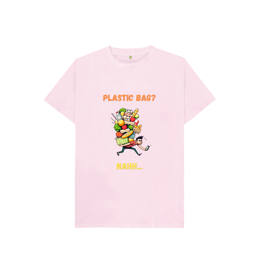 Pink 'Plastic Bag? Nahh' Cartoon Kids Tshirt