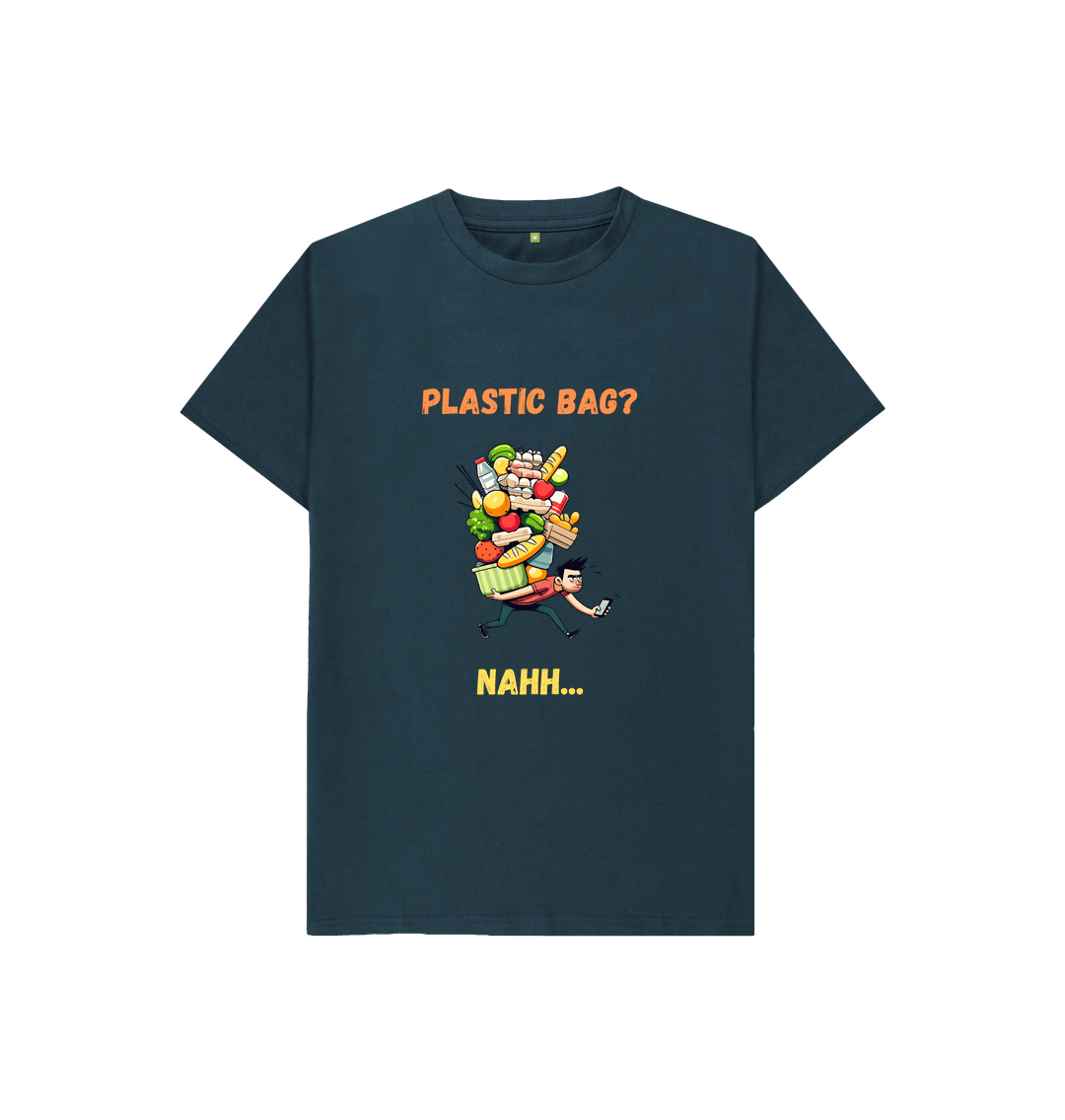 Denim Blue 'Plastic Bag? Nahh' Cartoon Kids Tshirt