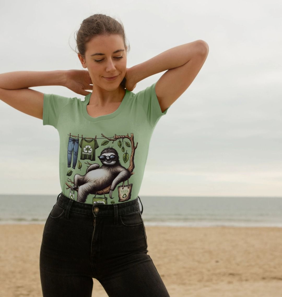 Lazy Sloth Scoop Neck Tshirt