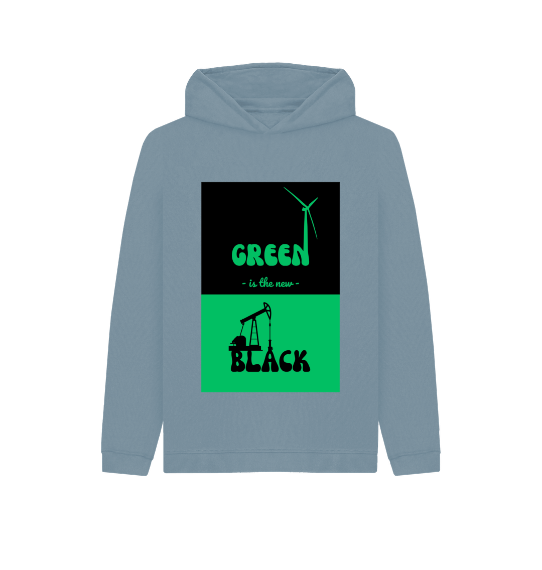 Stone Blue 'Green is the New Black' Kids Hoodie