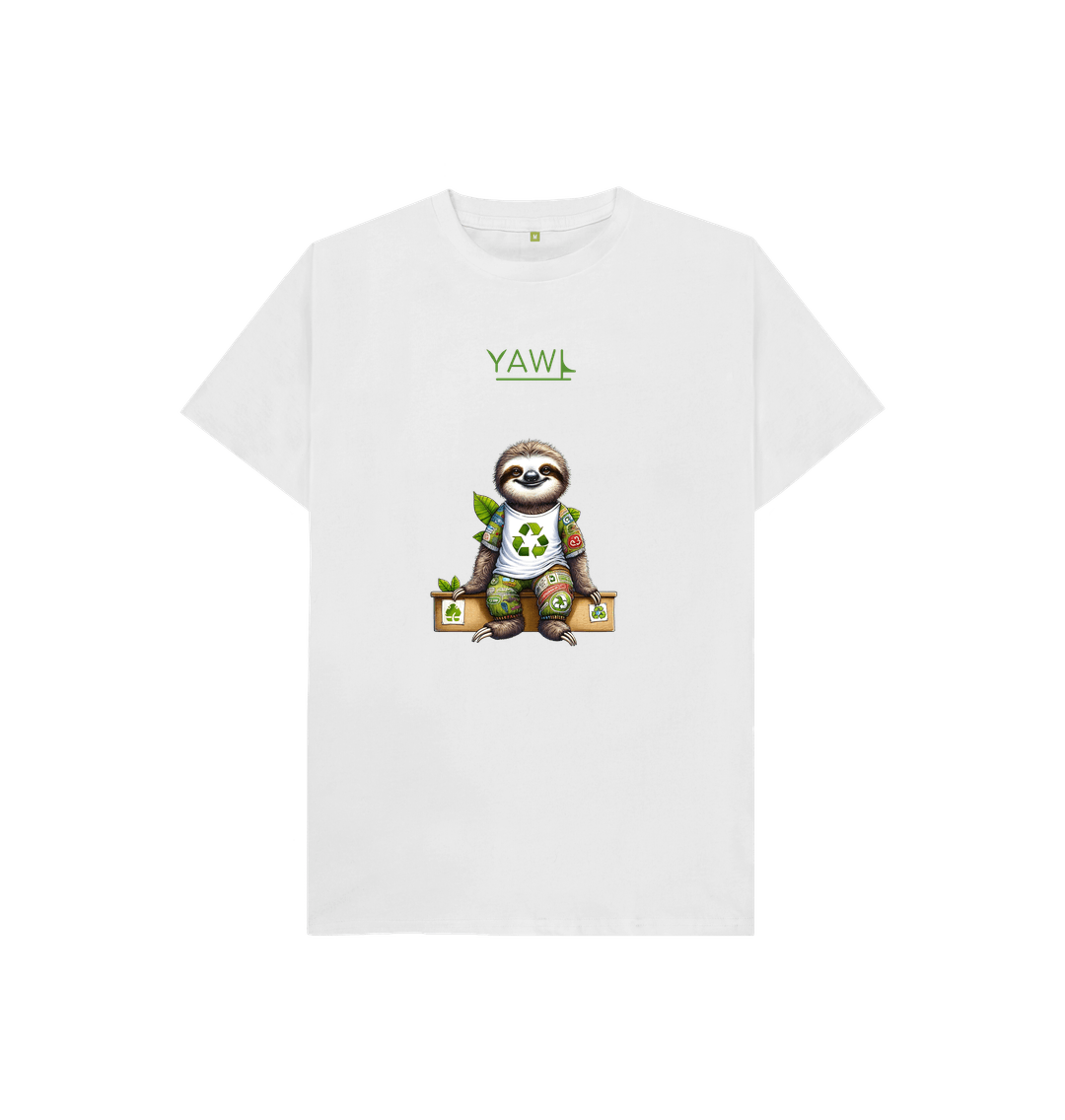 White Sloth Sitting Kids Tshirt