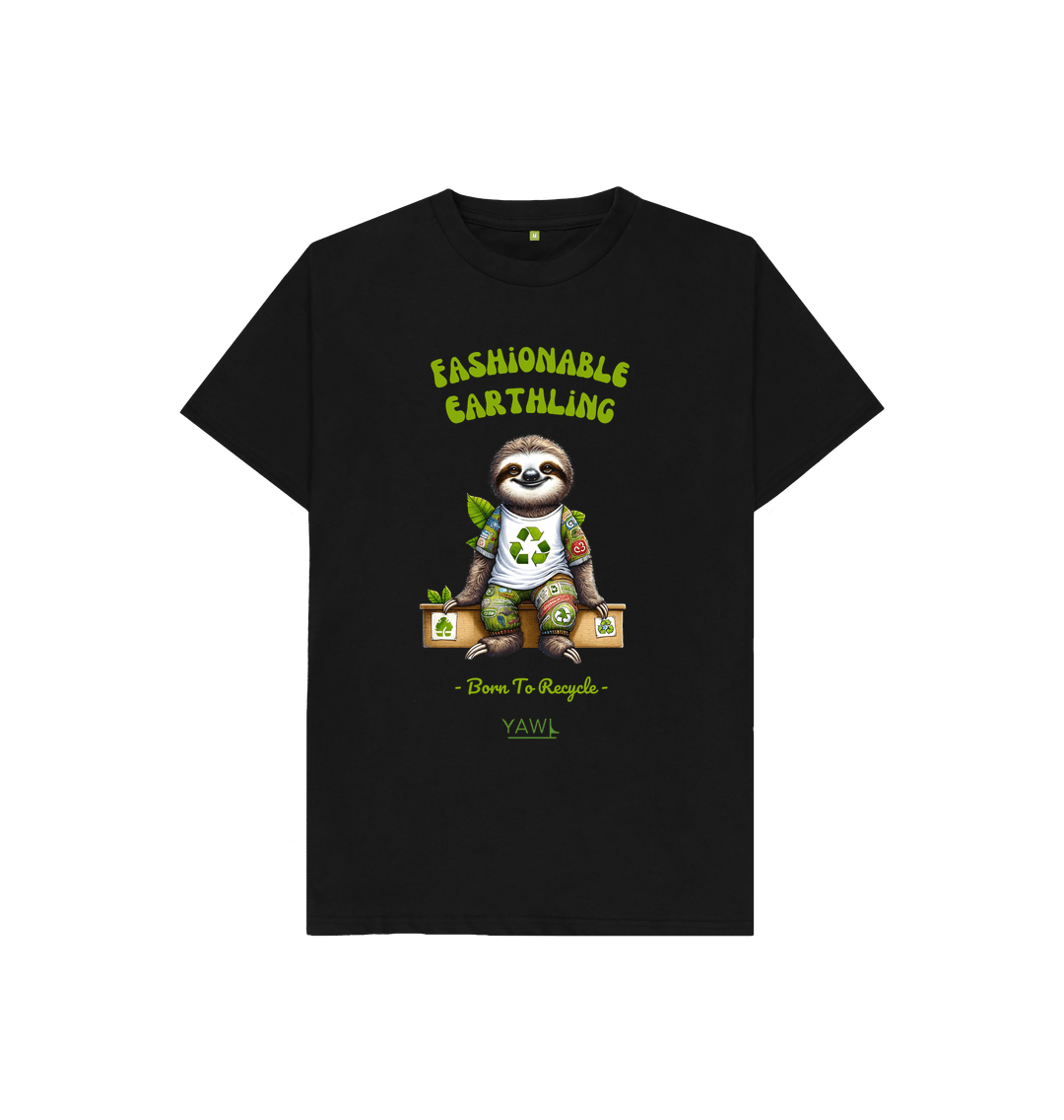 Black 'Fashionable Earthling' Kids Tshirt