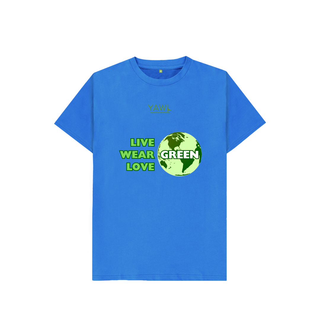 Bright Blue 'Live, Wear, Love Green' Kids Tshirt