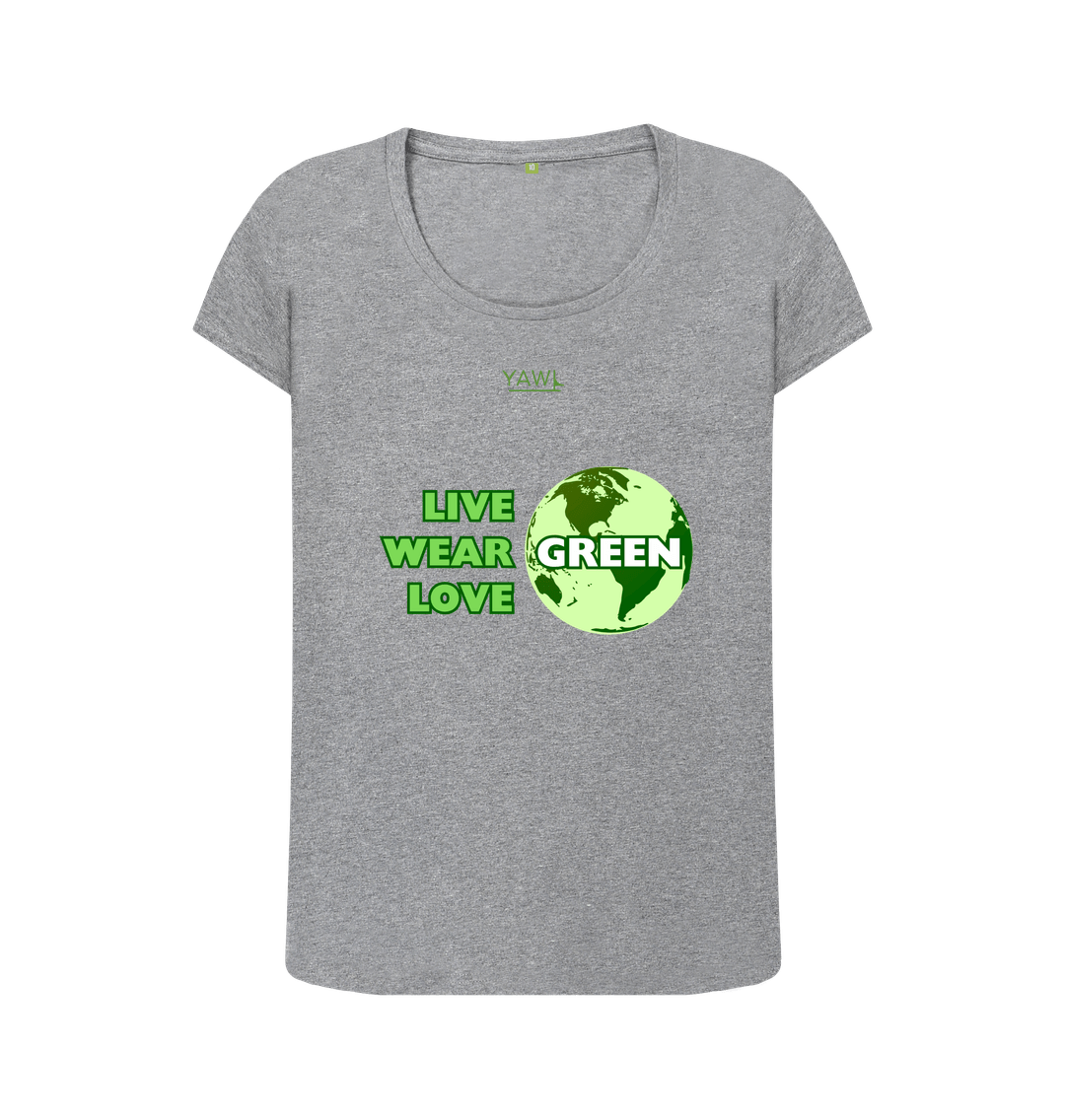 Athletic Grey 'Live, Wear, Love Green' Scoop Neck