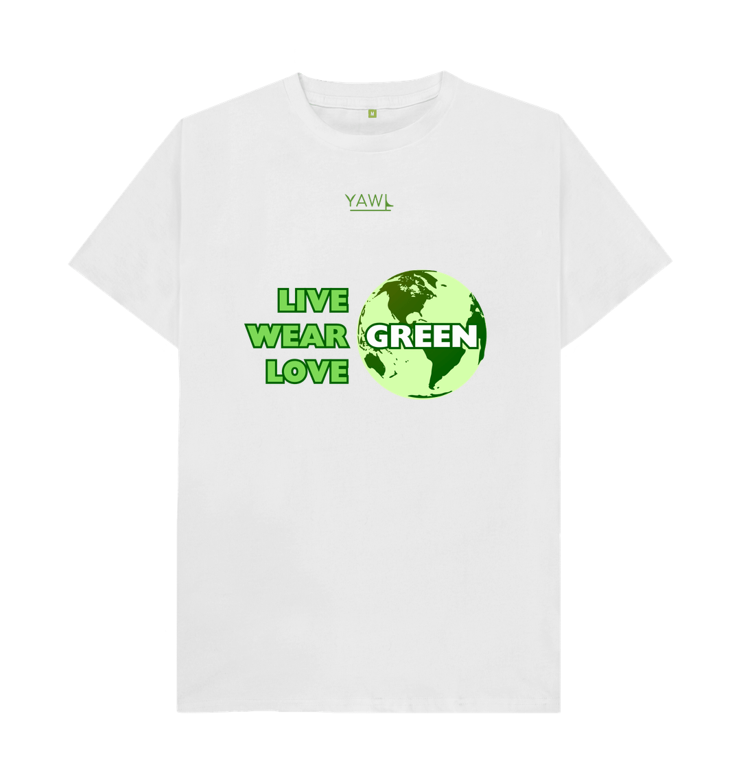 White 'Live, Wear, Love Green' Tshirt