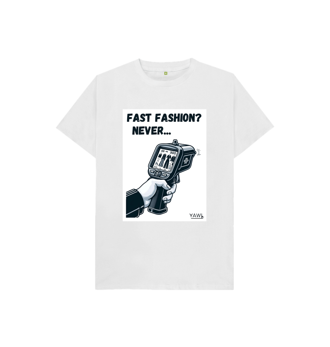 White 'Fast Fashion? Never...' Kids Tshirt