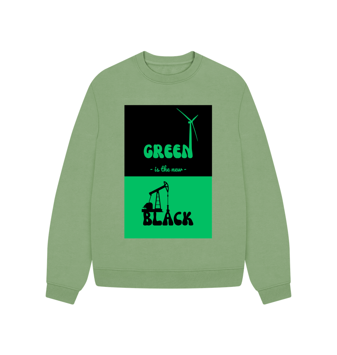 Sage 'Green is the New Black' Oversized Jumper