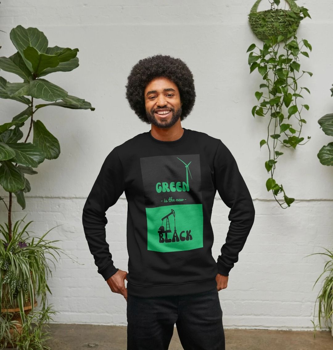 'Green is the New Black' Crew Neck Sweater