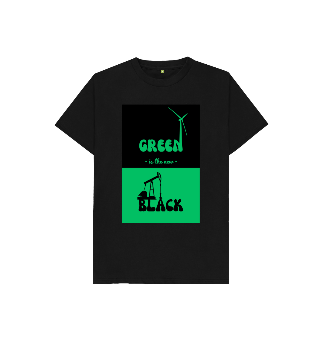 Black 'Green is the New Black' Kids Tshirt