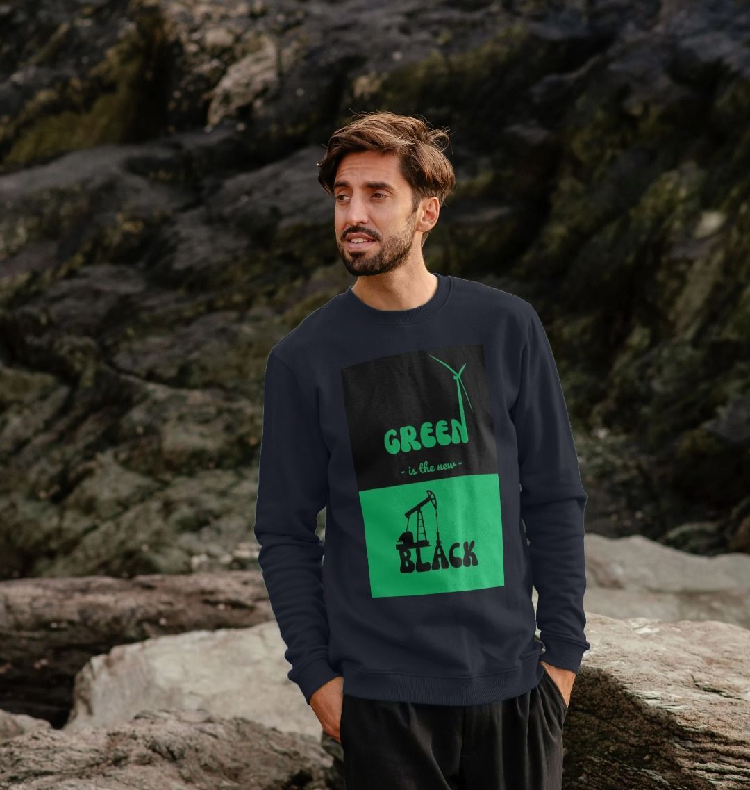 'Green is the New Black' Crew Neck Sweater