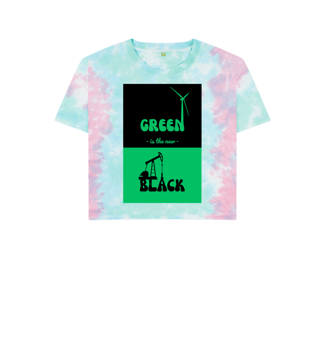 Pastel Tie Dye 'Green is the New Black' Boxy Tshirt