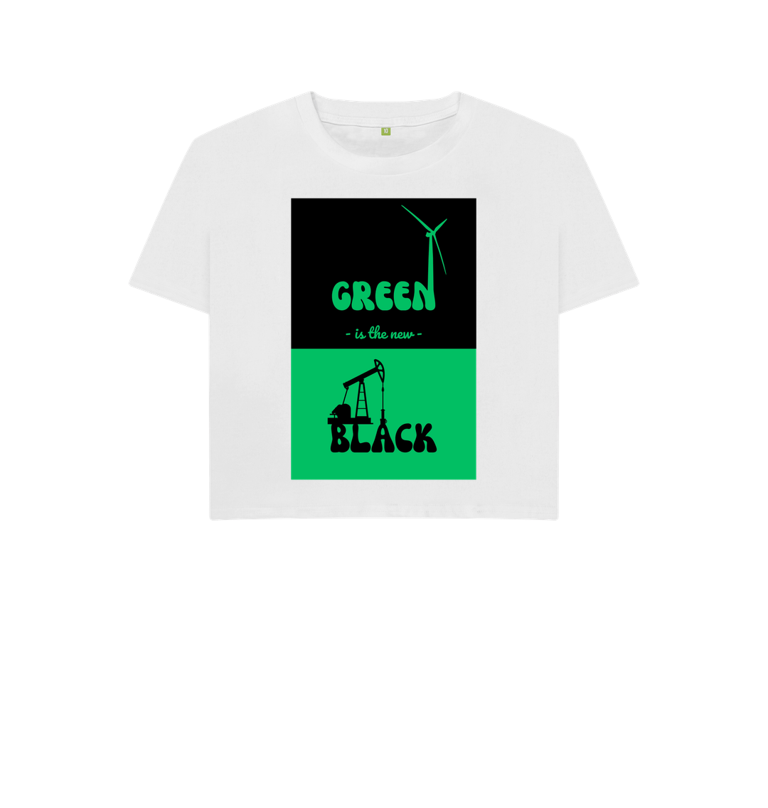 White 'Green is the New Black' Boxy Tshirt