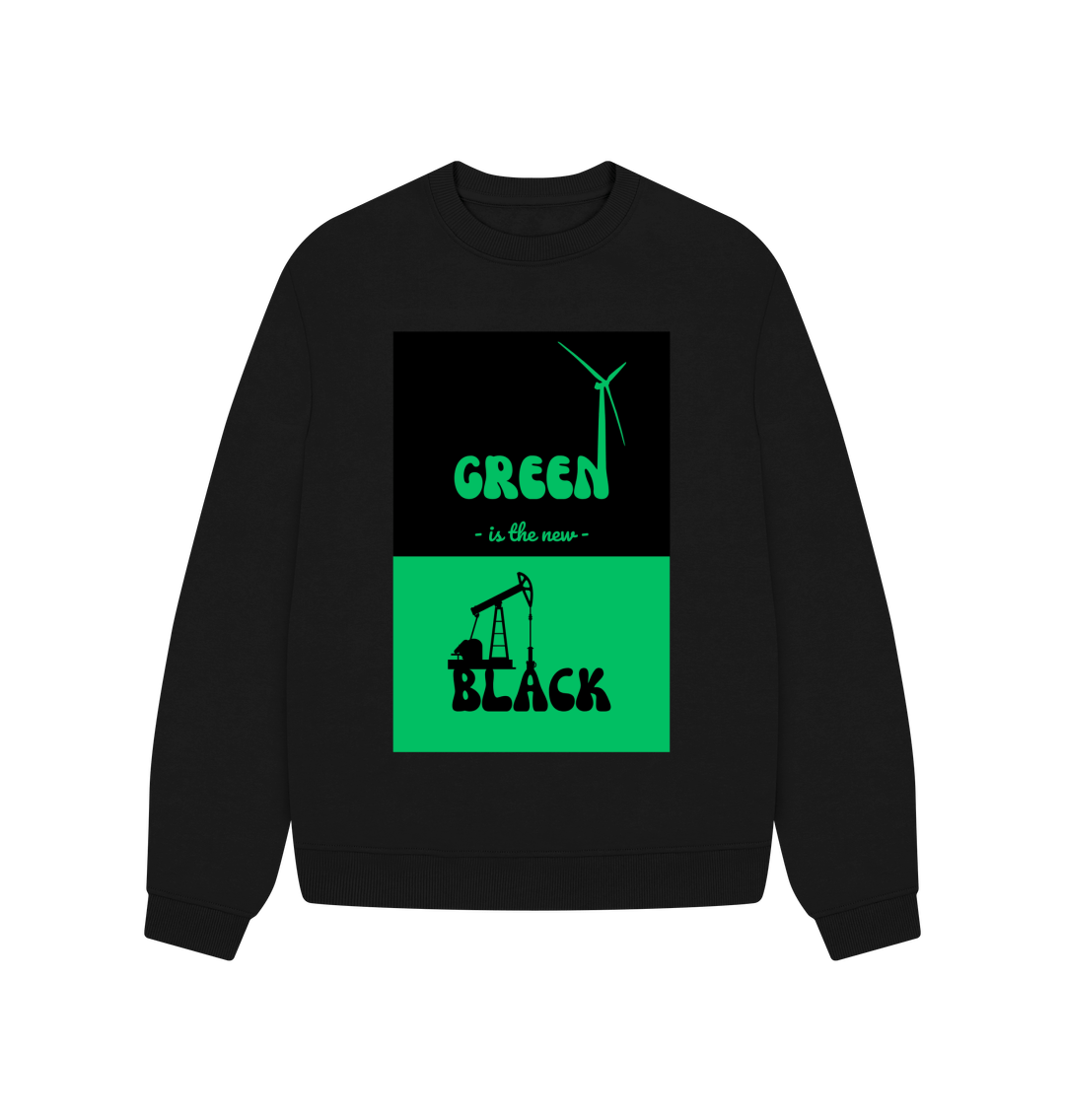 Black 'Green is the New Black' Oversized Jumper