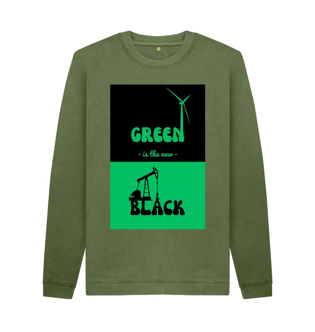 Khaki Men's 'Green is the New Black' Crew Neck Sweater